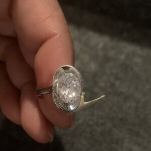 Elegant Sterling  Silver Oval Ring